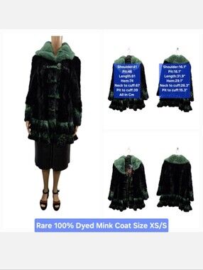 Rare 100% Dyed Mink Coat Size XS/S